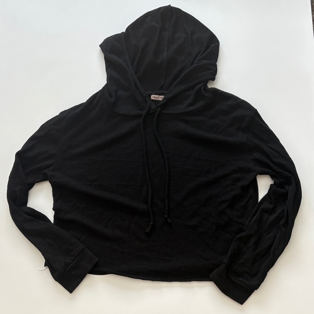 Heart Hips Black Hooded Light Weight Sweatshirt